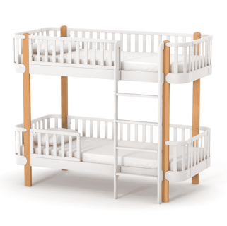 Patrová postel pro Teenagery Zukko 190 Gekko Kids, Bílá / Přírodní buk